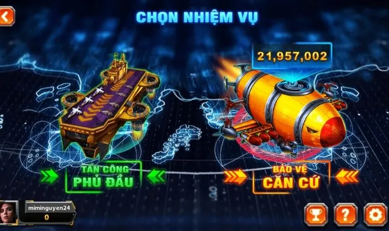 Chọn nhiệm vụ trong Bắn Cá Đại Chiến B52 JJ88