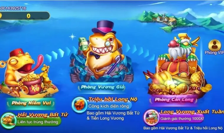 Các phòng chơi trong game Bắn Cá Royal Fishing tại JJ88